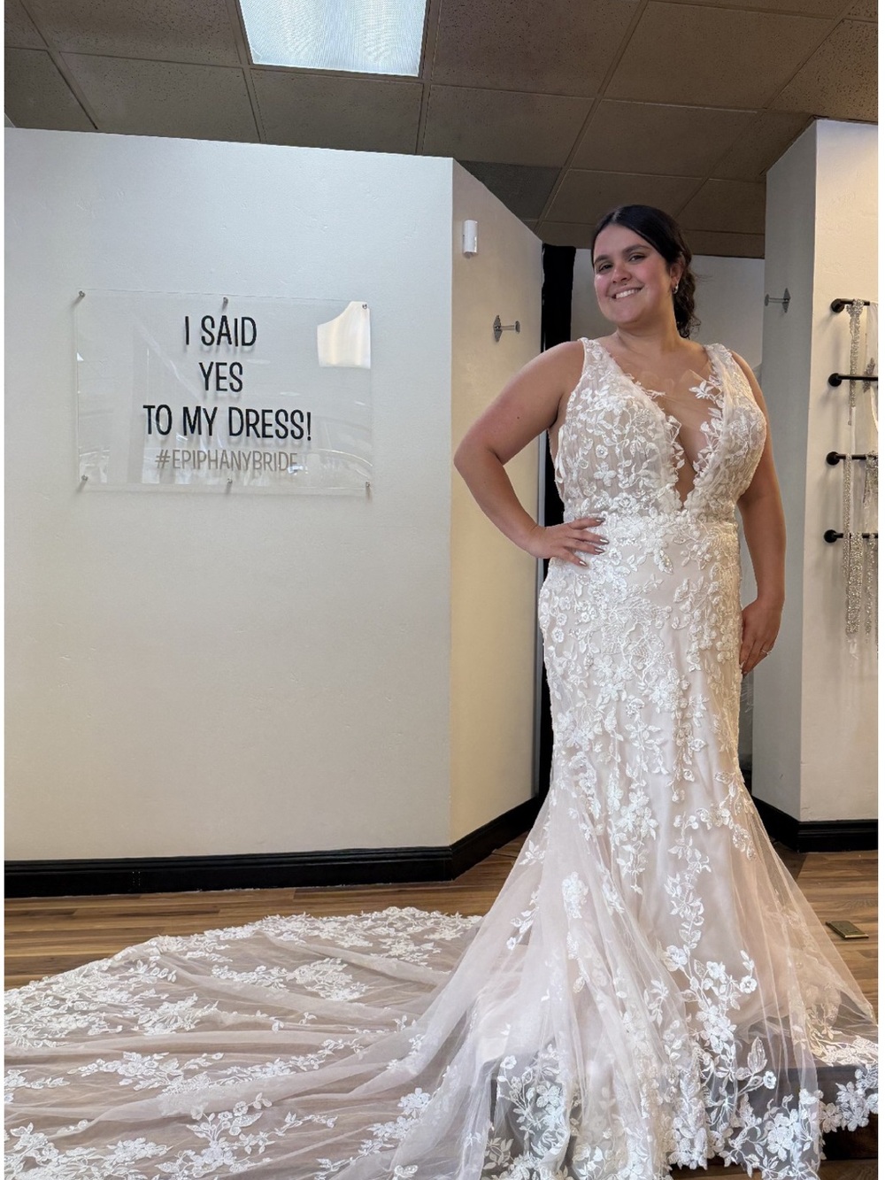 Ivory Lace Floral Mermaid Wedding Dress